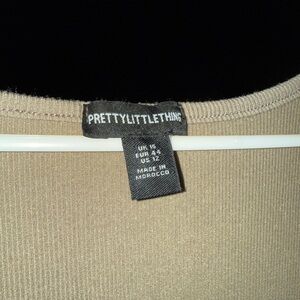 Pretty Little Things Maxi Dress Beige Slit Sexy Stiching Around The Chest EUC